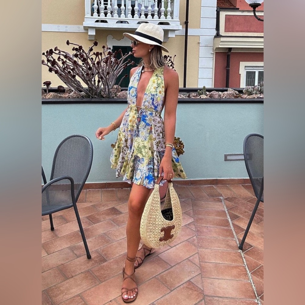 ZARA FLORAL HALTER MINI DRESS